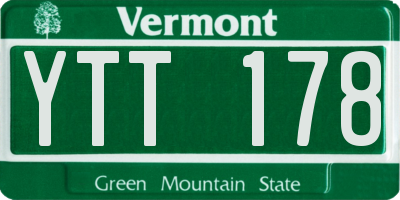 VT license plate YTT178