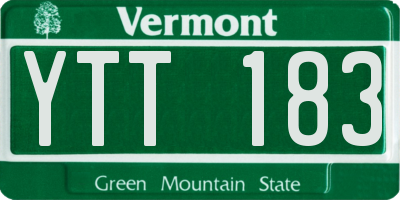 VT license plate YTT183