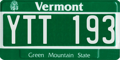 VT license plate YTT193