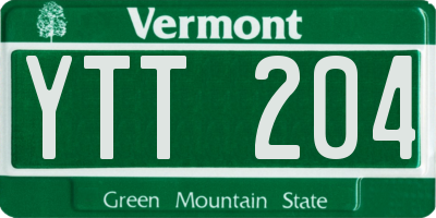 VT license plate YTT204