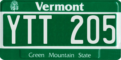 VT license plate YTT205