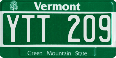 VT license plate YTT209