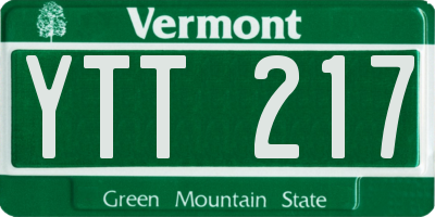 VT license plate YTT217