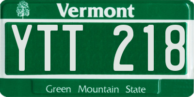VT license plate YTT218