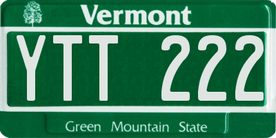 VT license plate YTT222