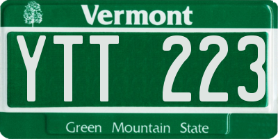 VT license plate YTT223