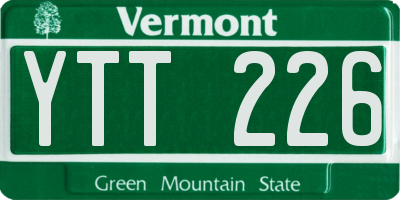 VT license plate YTT226