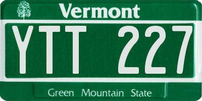 VT license plate YTT227