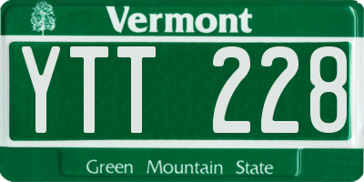 VT license plate YTT228