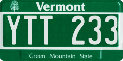 VT license plate YTT233