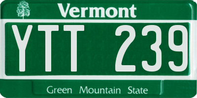 VT license plate YTT239