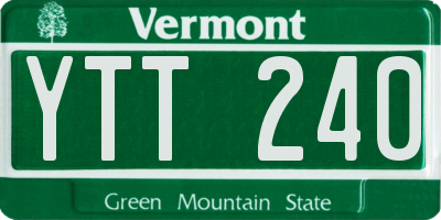 VT license plate YTT240