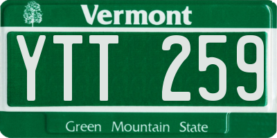 VT license plate YTT259
