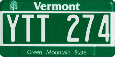 VT license plate YTT274