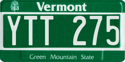 VT license plate YTT275