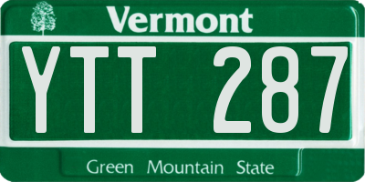 VT license plate YTT287