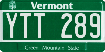VT license plate YTT289
