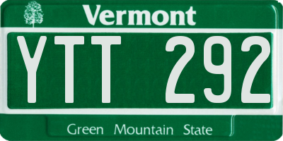 VT license plate YTT292