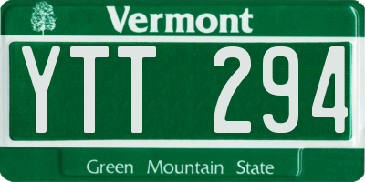 VT license plate YTT294