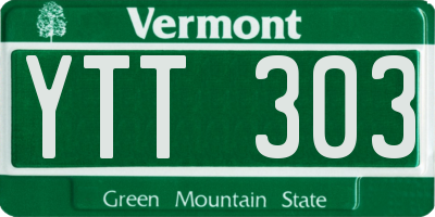 VT license plate YTT303