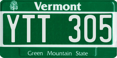 VT license plate YTT305