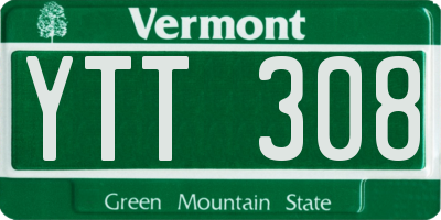 VT license plate YTT308