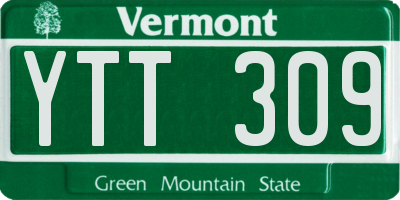 VT license plate YTT309
