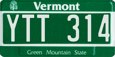 VT license plate YTT314