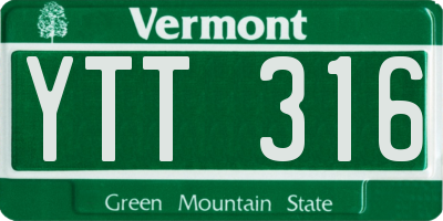 VT license plate YTT316