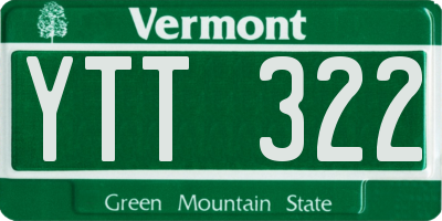 VT license plate YTT322