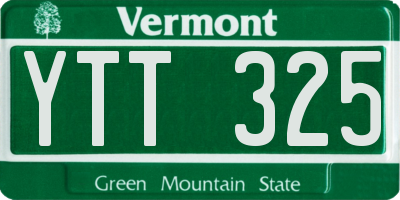 VT license plate YTT325