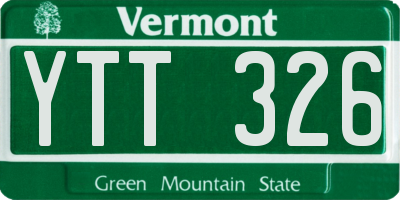 VT license plate YTT326