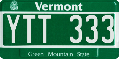 VT license plate YTT333
