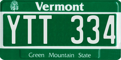 VT license plate YTT334