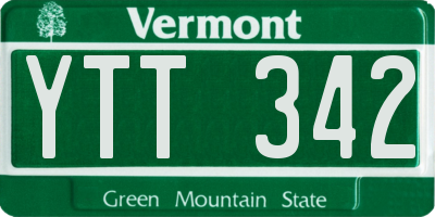 VT license plate YTT342