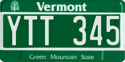VT license plate YTT345