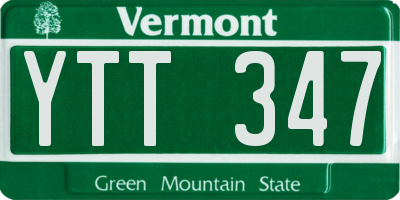 VT license plate YTT347