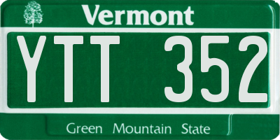 VT license plate YTT352