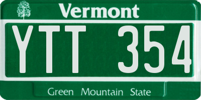 VT license plate YTT354