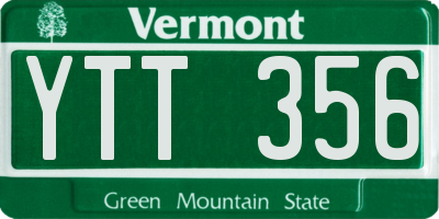 VT license plate YTT356