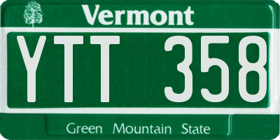 VT license plate YTT358