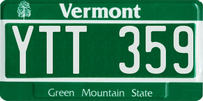 VT license plate YTT359