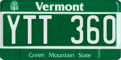 VT license plate YTT360