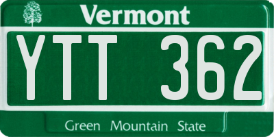 VT license plate YTT362