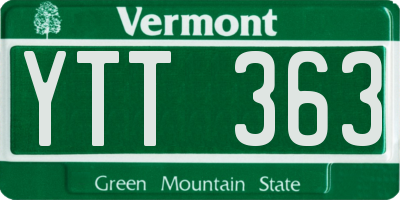 VT license plate YTT363