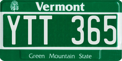 VT license plate YTT365