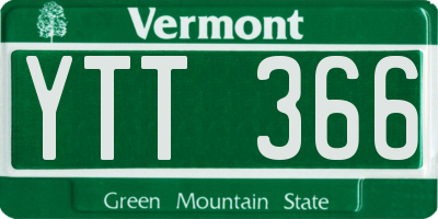 VT license plate YTT366