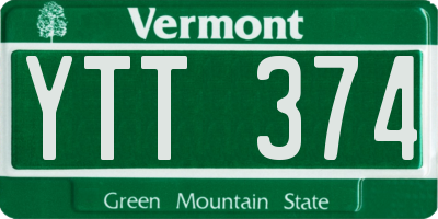 VT license plate YTT374