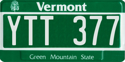 VT license plate YTT377