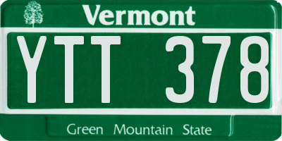 VT license plate YTT378